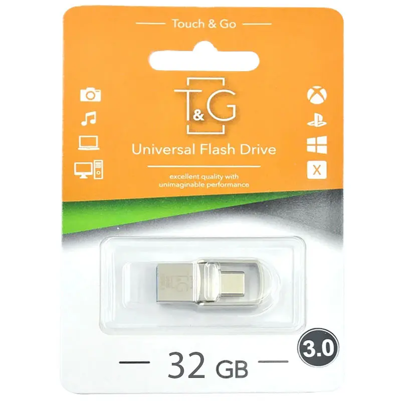 Флеш-накопитель TG 104 Metal Series 2in1 USB 3.0 (USB-A/C) - 32GB Серебряный - фото 2