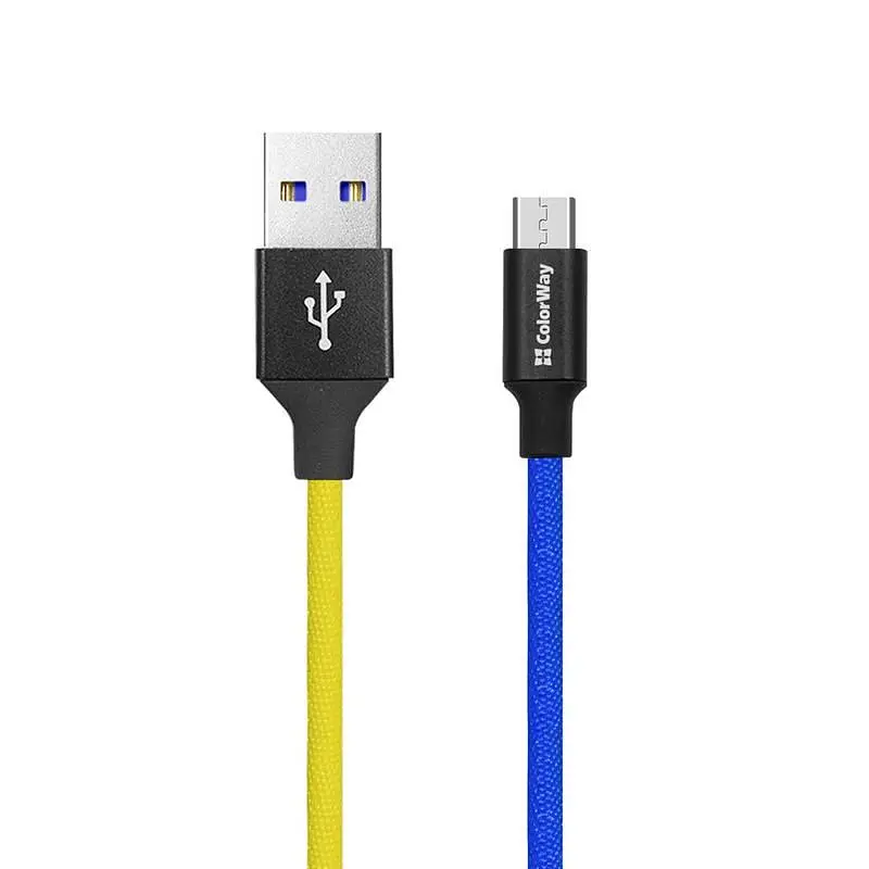 Кабель ColorWay USB - micro USB (M/M), 2.4 А, 1 м, Blue/Yellow (CW-CBUM052-BLY) - фото 6