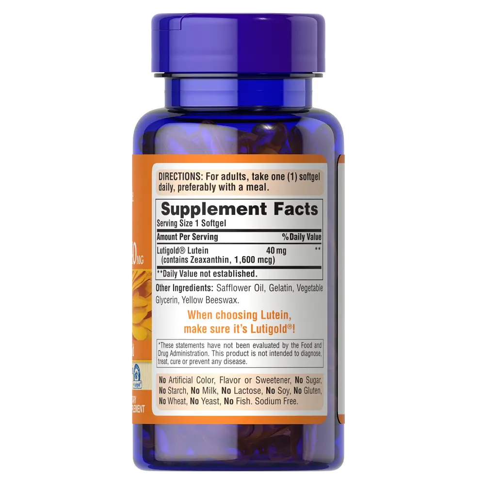 Натуральна добавка Puritan's Pride Lutein 40 mg with Zeaxanthin 60 капсул - фото 2