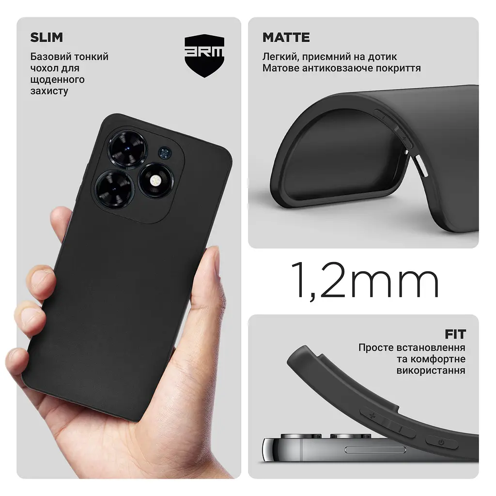 Чехол-накладка для смартфона TECNO Spark Go 2024 (BG6)/20C (BG7n) противоударный, силиконовый, термополиуретановый (ТПУ), с защитой камеры и корпуса, черный, защита всего корпуса, ArmorStandart (ARM73575) - фото 3