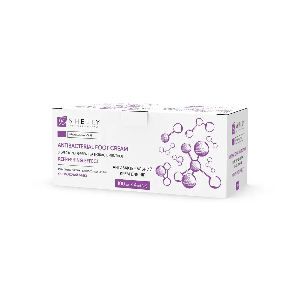 Антибактеріальний крем для ніг з іонами срібла, екстрактом зеленого чаю і ментолом Shelly 4 мл х 100 шт - фото 3