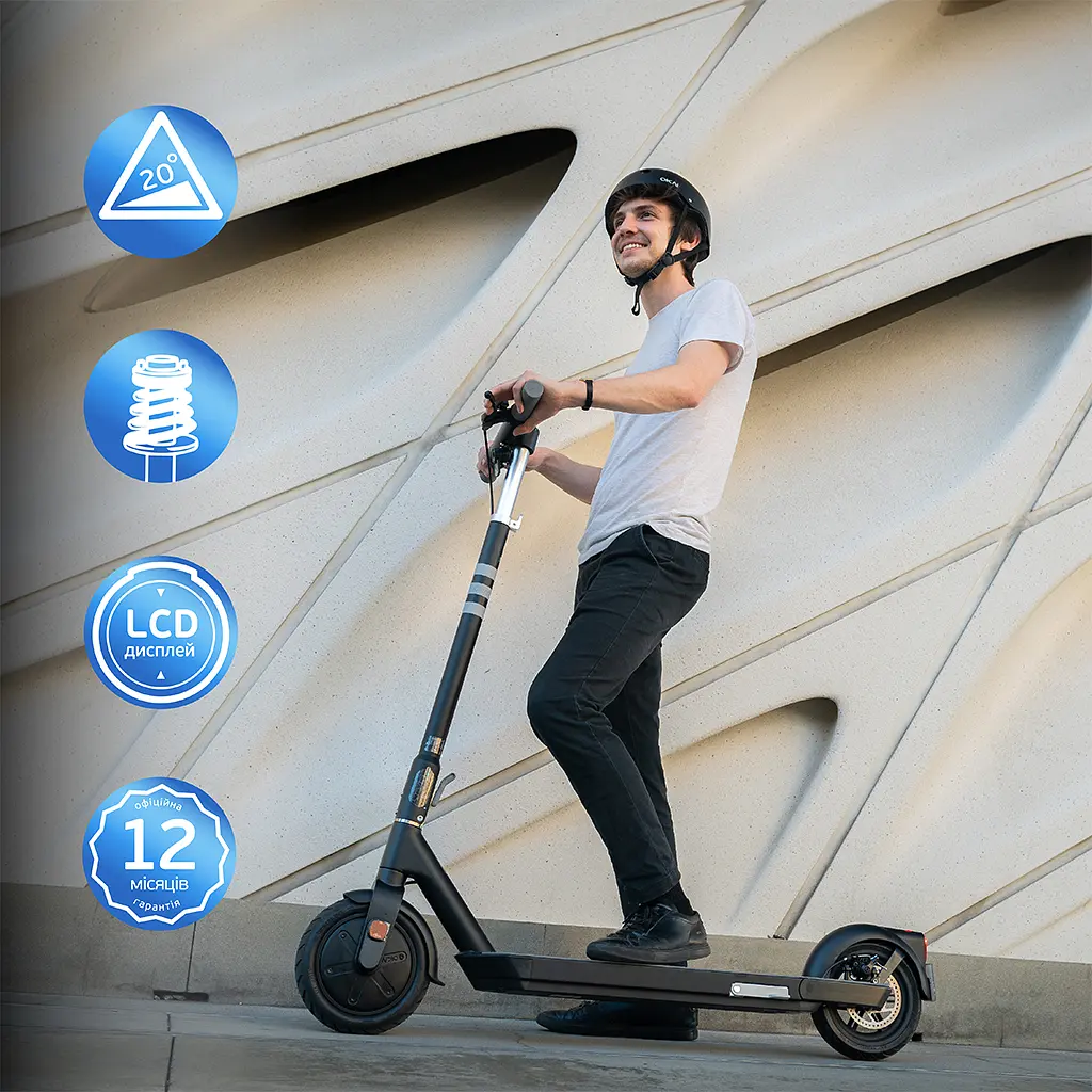 Електросамокат OKAI ES20-NEON Black 9", 300(600)W, 9.8Ah, 40km, 25km\h, 20%, NFC, App, 16kg (ES20-B) - фото 9