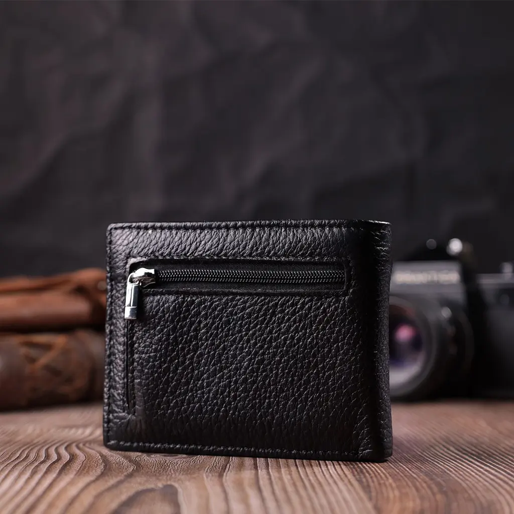 Якісний затиск із натуральної шкіри ST Leather 22472 чорний - фото 9