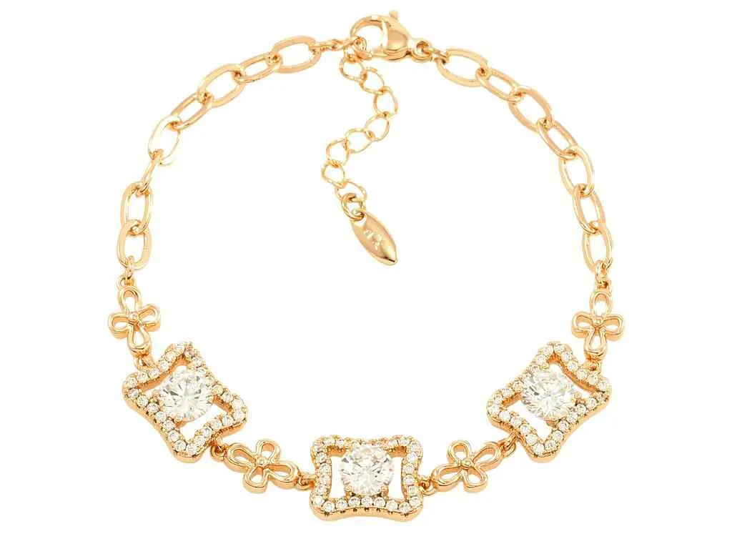 Браслет XUPING Позолота 18K "Ланцюжок з кристальною вставкою" розмір з ланцюжком 17-20см х 4мм (222619) - фото 2