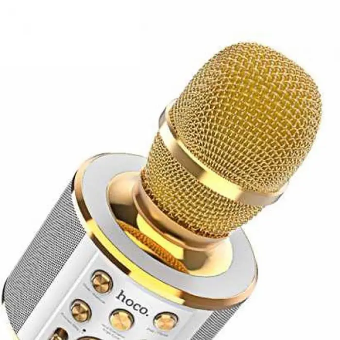 Беспроводной караоке микрофон золотистый HOCO BK3 Cool sound Bluetooth микрофон для караоке - фото 4