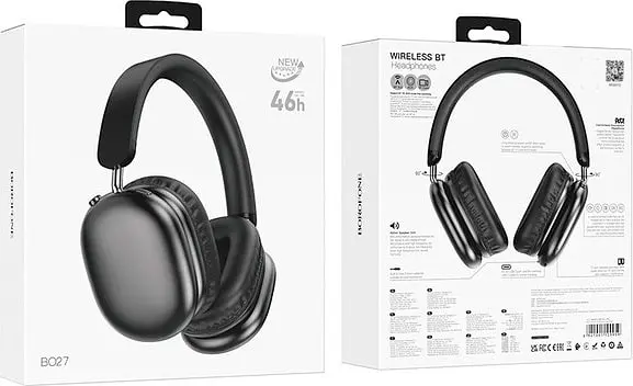 Bluetooth Стерео Гарнитура Borofone BO27, BT5.3, AUX, TF, 400mAh, 46h, Черный - фото 3