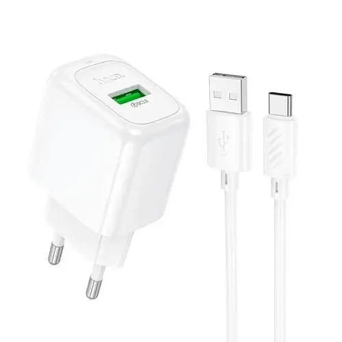Сетевые зарядные устройства Hoco CS52A Surplus single-port QC3.0 charger set with (Type-C)(EU) белый