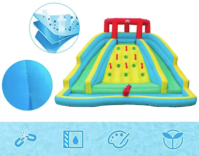 Надувна водна гірка Costway Summer зі стійкою для скелелазіння двостороння - фото 3