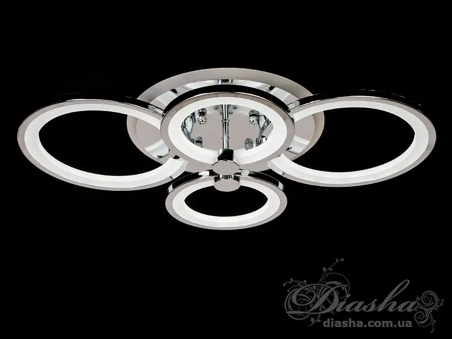 Стельова LED-люстра Diasha 8022/4HR 70W, 3 кільця, 3 кольори світла, Ø40×62 см, диммер, пульт - фото 3