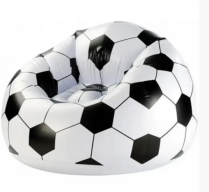 Надувне крісло-пуф Inflatable Sofa / Надувне крісло-мішок 110х110х85 см Чорно-білий - фото 3