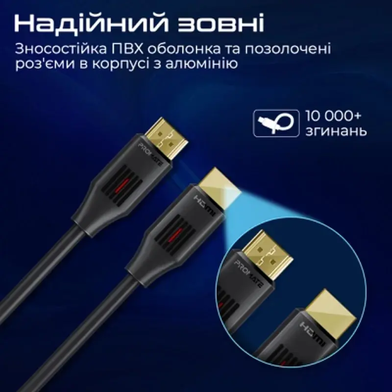 Кабель мультимедійний HDMI M to HDMI M 3.0m V2.0 Promate (prolink4k60-300) - фото 6