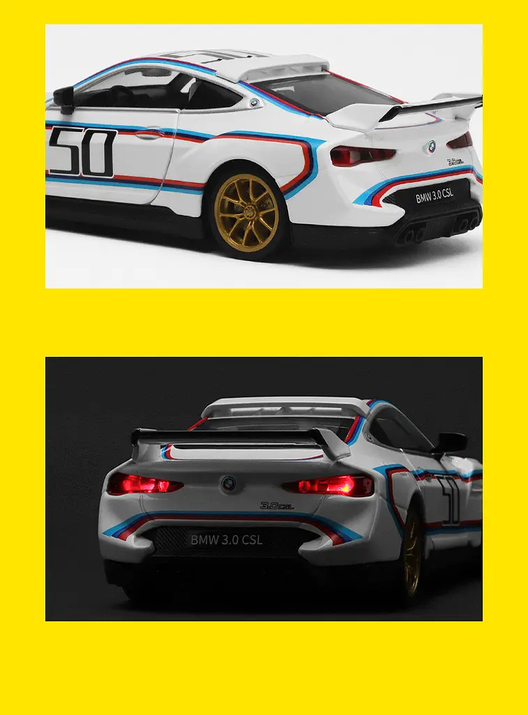 Колекційна металева модель автомобіля Автопром BMW 3.0 CSL з інерцією, світлом та звуком 1:34 - фото 7