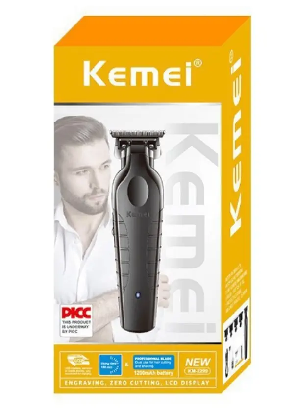 Машинка для стрижки Kemei KM-2299 USB 3 насадки Чорний (2390000001) - фото 4
