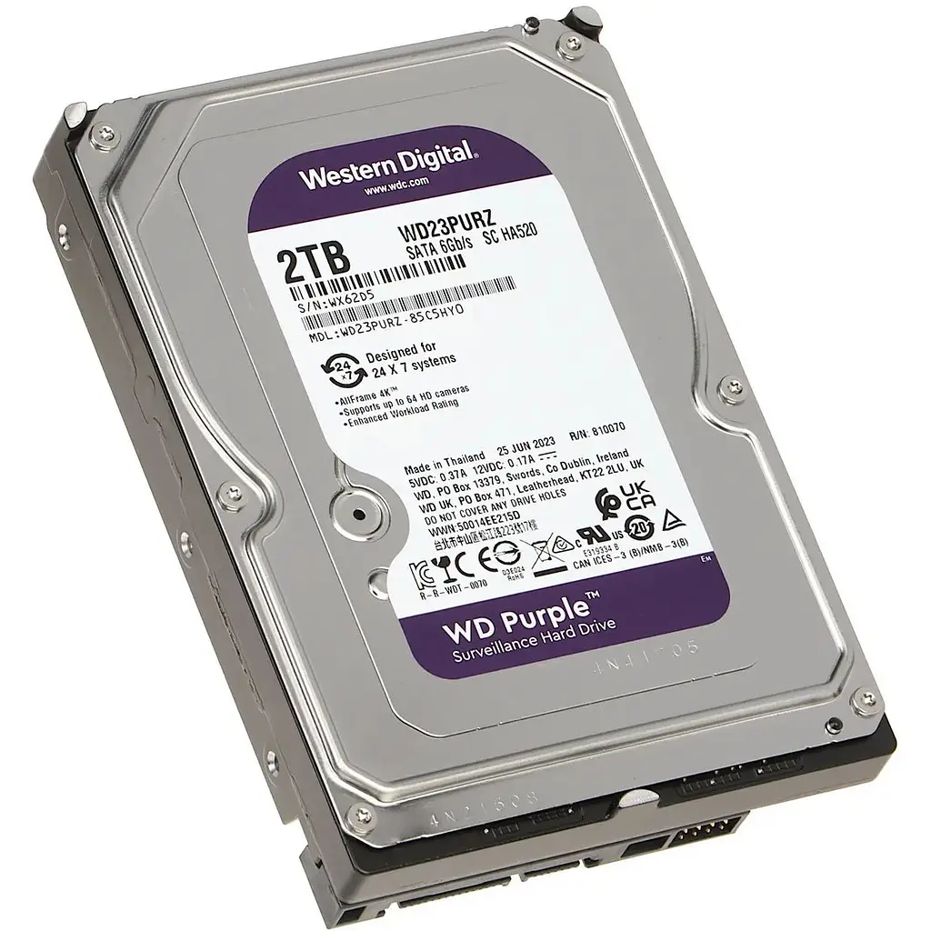 Накопичувач HDD WD Purple 2TB, 5400rpm, 256M, SATA III (WD23PURZ) - фото 3