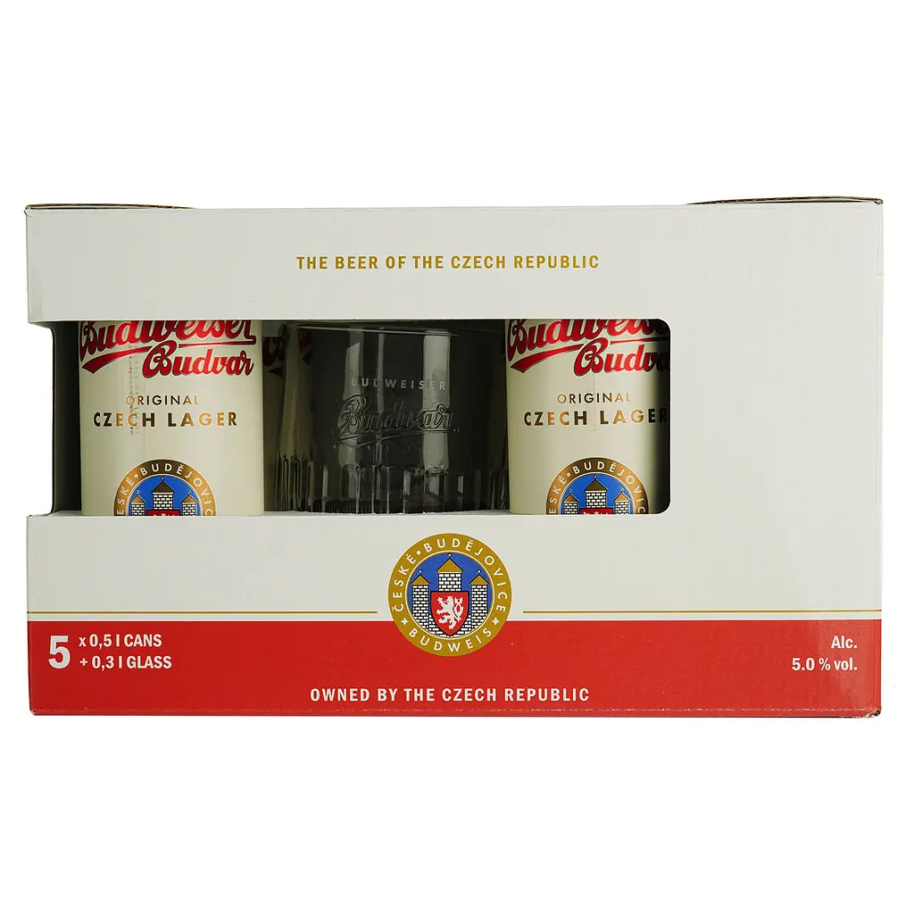 Набір: пиво Budweiser Budvar Original (5 шт. х 0.5 л = 2.5 л) + кухоль 0.3 л - фото 5