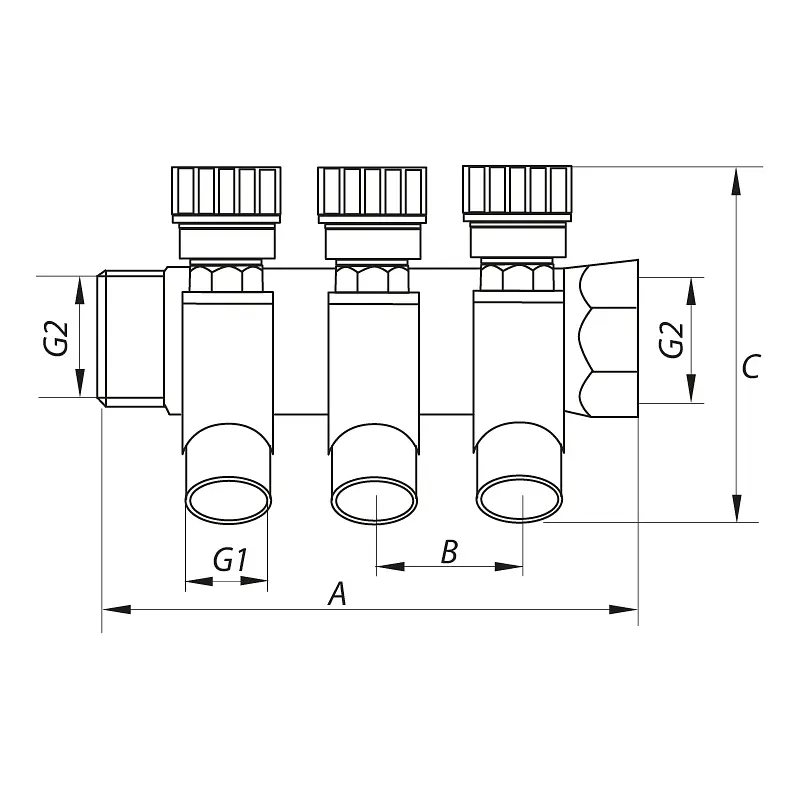Колектор вентильний з фітингом Koer KR.1123-2 3/4"x2 ways KR2829 - фото 2