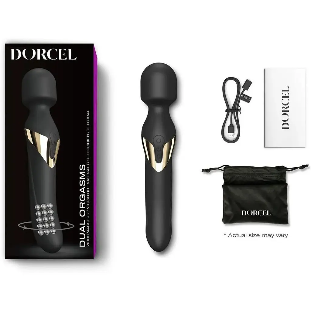 Вибромассажер 2 в 1 Dorcel Dual Orgasms Gold классический массажер и вибратор с жемчужным массажем - фото 4