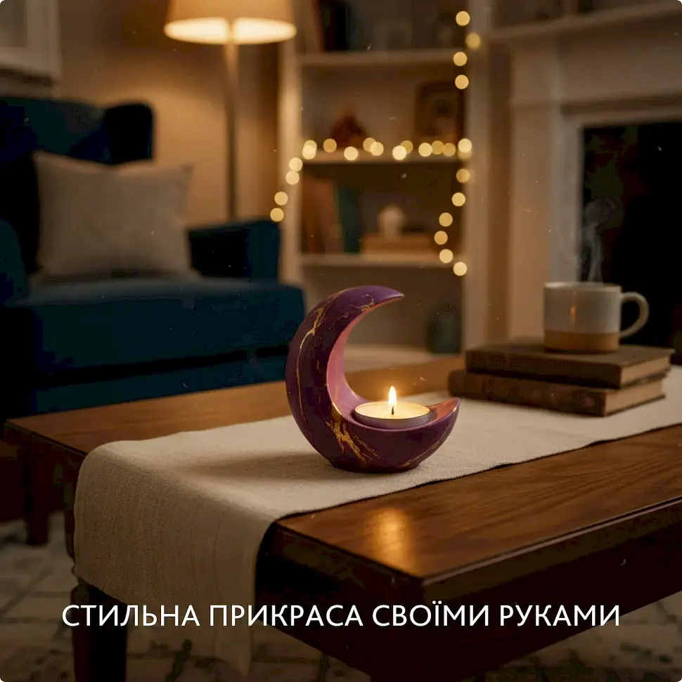 Набор для изготовления подсвечника из гипса своими руками Месяц Alexes GP-001 для начинающих - фото 8