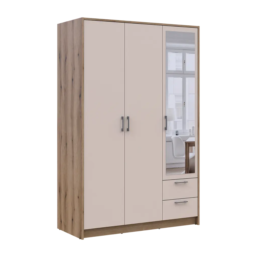 Шафа для одягу Doros Ронді з дзеркалом Дуб Артизан/Кашемір 3ДСП 121х52х195 (М) - фото 6