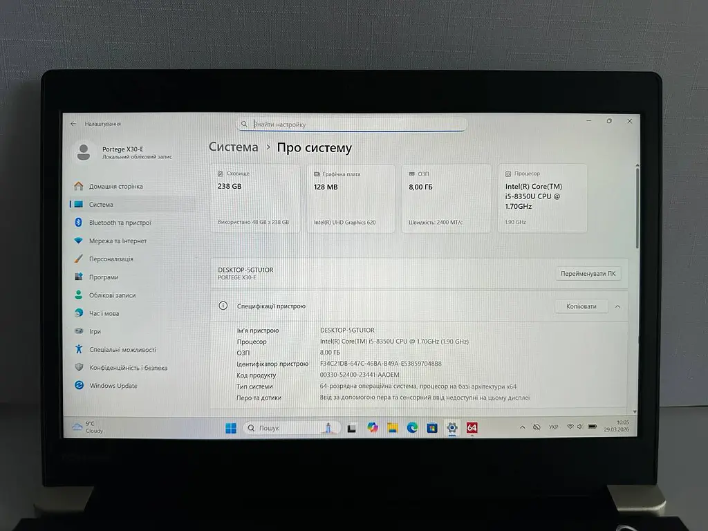 Ноутбук Toshiba PORTEGE X30-E 13.3" (i5-8350U / 8GB / SSD 256GB / 1920x1080 IPS) Refurbished - фото 4