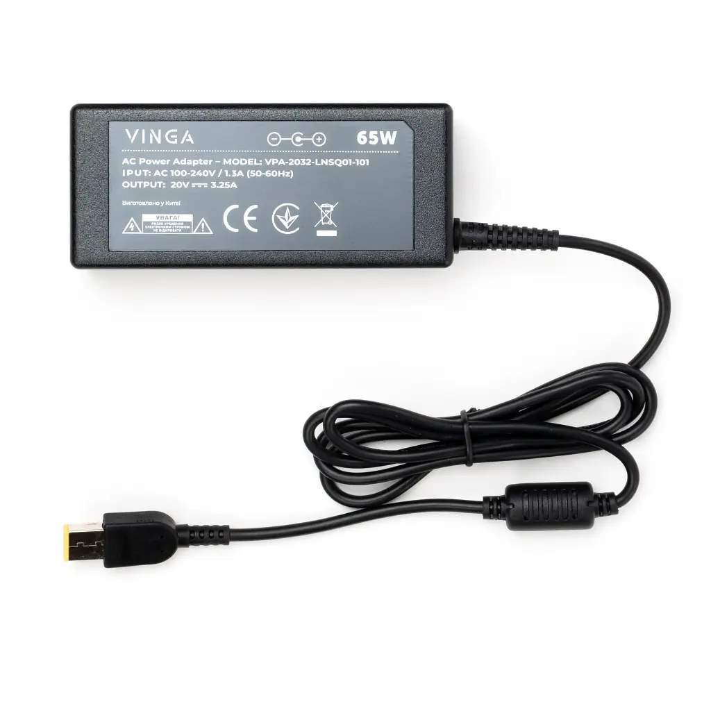 Блок питания к ноутбуку Vinga Lenovo 65W 20V 3.25А square with pin (VPA-2032-LNSQ01-101) - фото 3