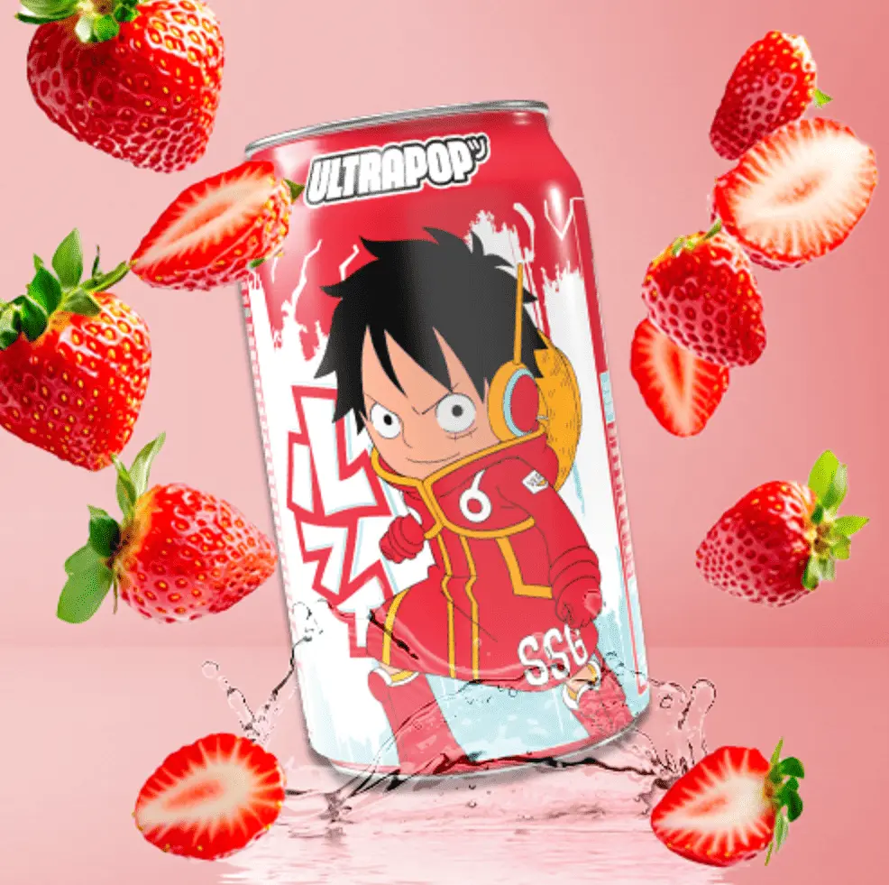 Газований напій Ultrapop One Piece Soda Luffy Lemon Strawberry 330 мл - фото 3