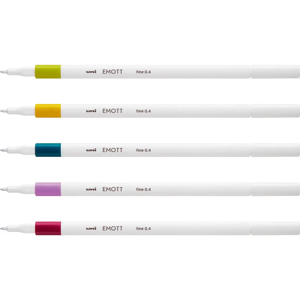 Набор лайнеров Uni Emott Fine Line Retro Color 0.4 мм 5 цветов (PEM-SY/5C.08RC) - фото 3