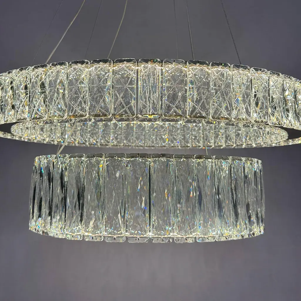 Підвісна LED люстра кільця з кришталем Linisoln 575-60*45 - фото 2