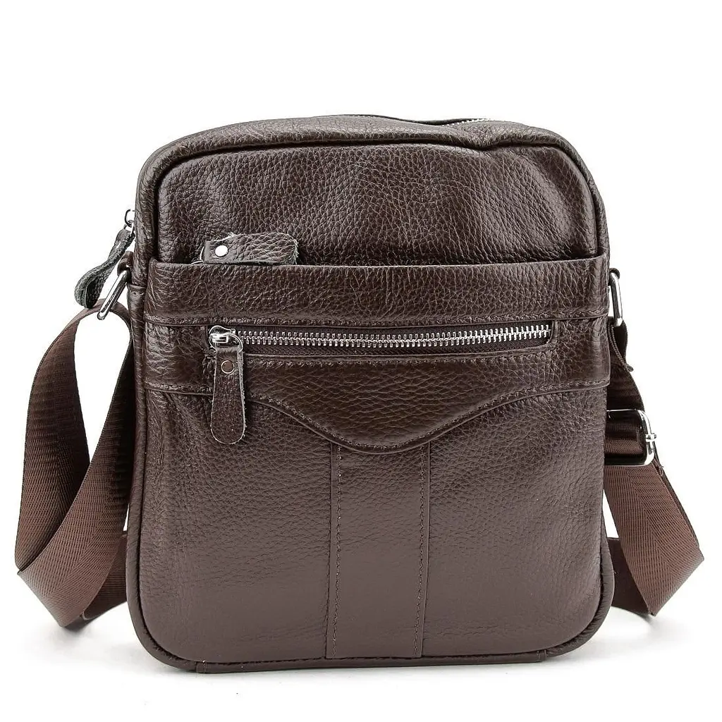 Шкіряний маленький чоловічий месенджер коричневий Tiding Bag M56-0187C - фото 7