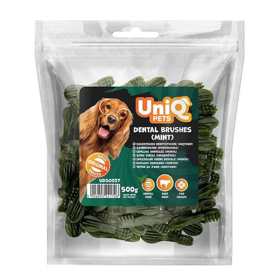 Ласощі для очищення зубів собак UniQ PETS DENTAL Зубні щітки (м'ята), 500 г - фото 4