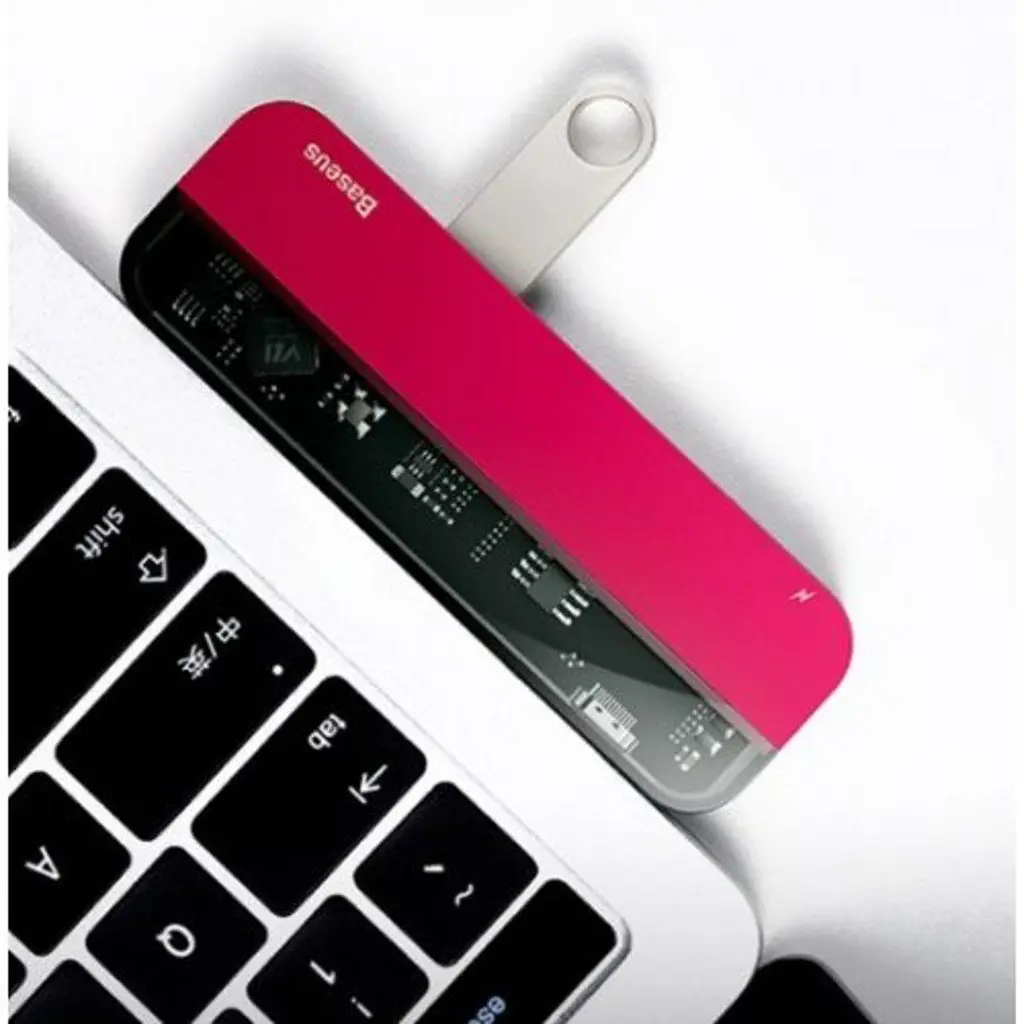 Перехідник Baseus Transparent Series Type-C Multifunctional Hub Adapter червоний CAHub-TD09 - фото 2