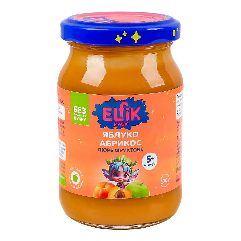 Уцінка. Пюре Elfik Magic з яблук та абрикосів без доданого цукру 170 г  - фото 2