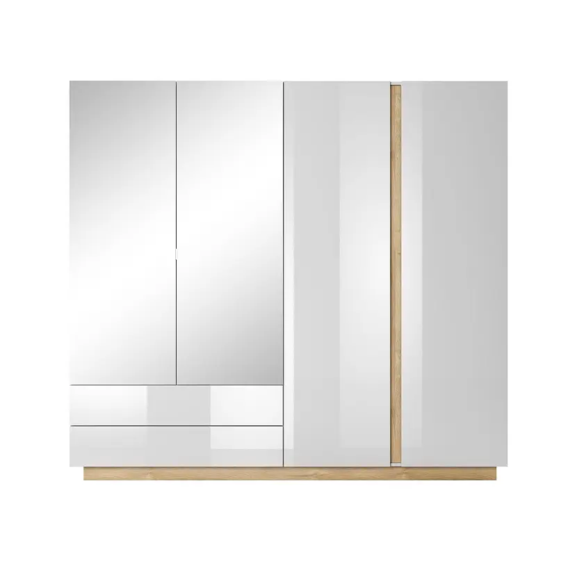 Шкаф для одежды Perfect Home Арко / Arco 4-дверный с зеркалом 4D2S/220 Белый глянец/дуб грандсон (PFH-091041) - фото 5