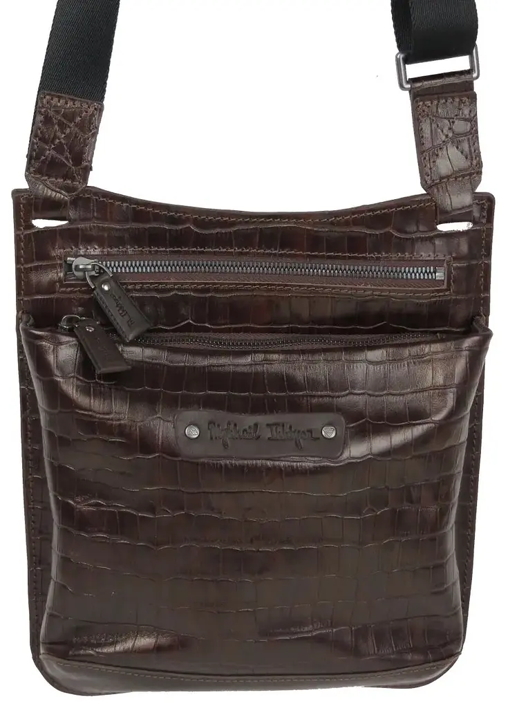 Чоловіча сумка Mykhail Ikhtyar 24х26х3 см Коричневий (45041 croco brown) - фото 2
