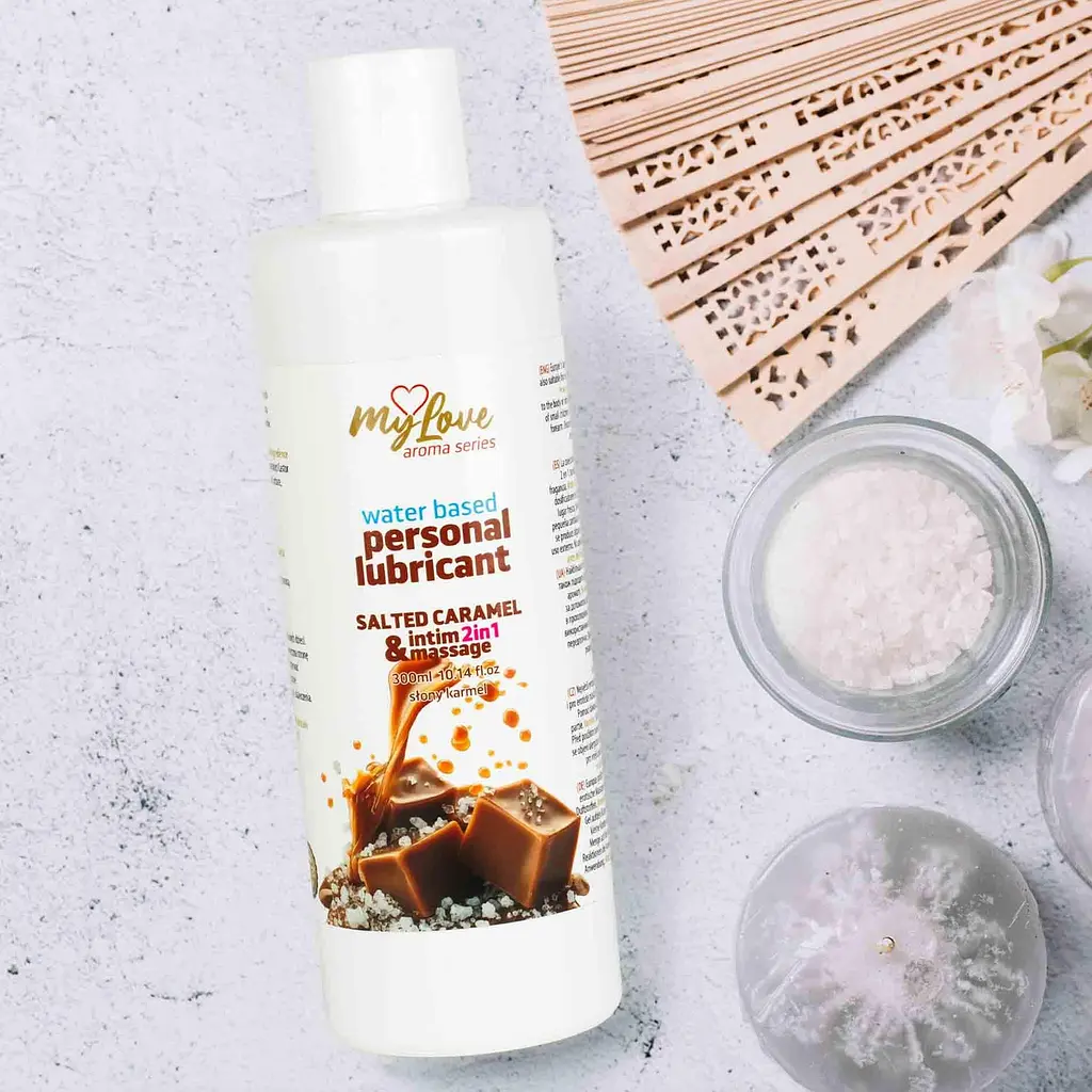 Лубрикант Boys Of Toys MyLove Aroma Series IntimMassage Salted Caramel 2в1 та масажний гель, 300 мл - фото 3