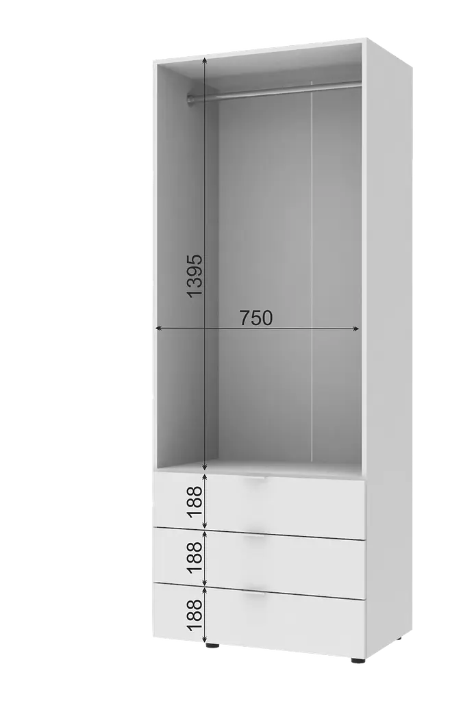 Шафа розпашна для одягу Doros Гелар комплект Білий 2+2 ДСП 155х49,5х203,4 (42002117) - фото 8