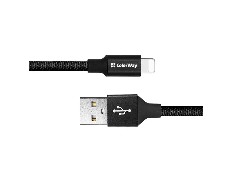 Кабель ColorWay USB to Apple Lightning 2.4А 0,25m Black (CW-CBUL048-BK) - фото 4