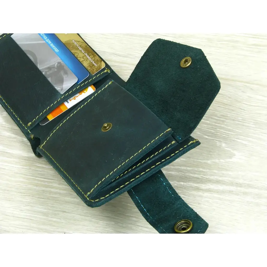Жіноче портмоне GS шкіряне зелене - фото 3