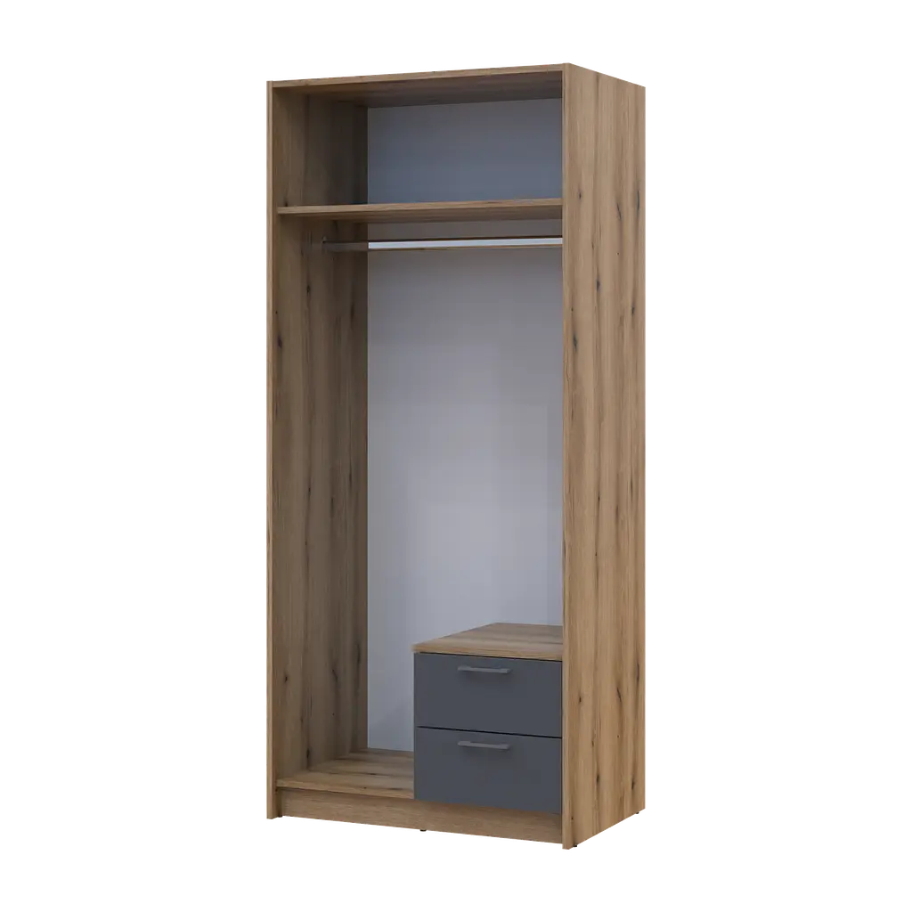 Шафа для одягу Doros Ронді з дзеркалом Дуб Артизан/Графіт 2ДСП 82х52х195 (80737806) - фото 3