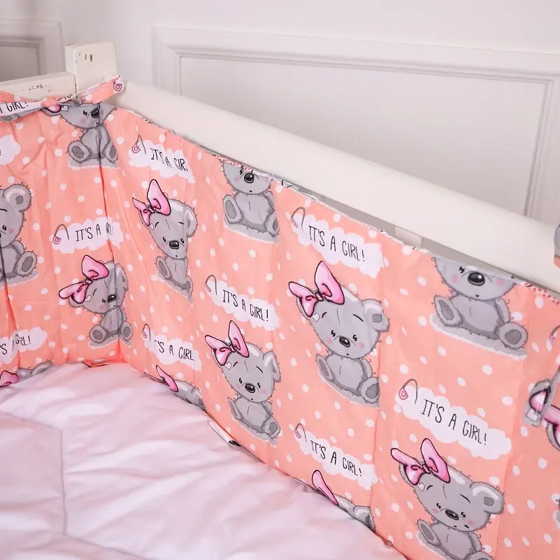 Суцільний борт в ліжечко MirSon Kids Time 20-0028 Little girl Teddy 30х180 см (2200009664281) - фото 3