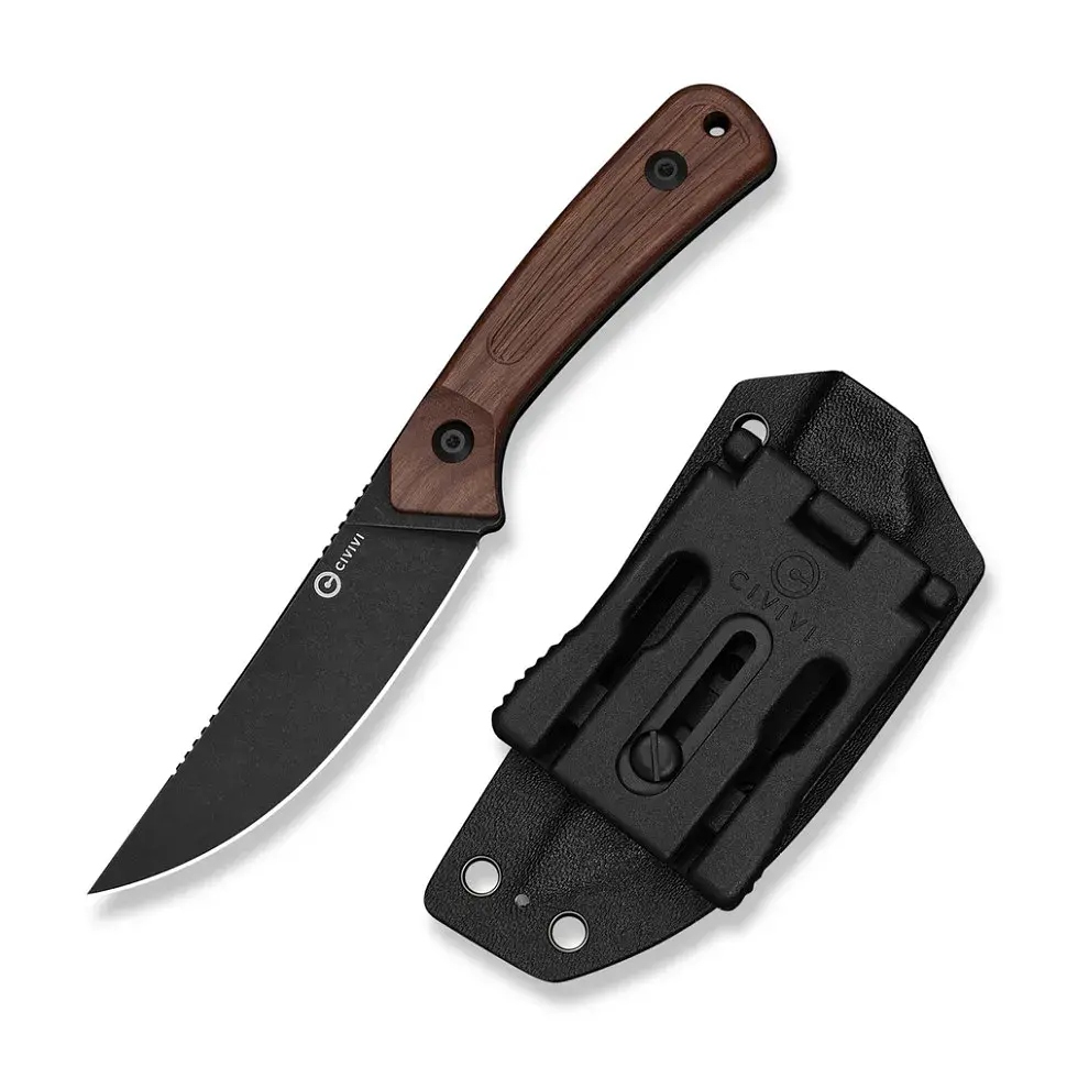 Ніж фіксований туристичний Civivi Carveth (9,1 см) AEB-L / Wood дерево з чохлом - фото 4