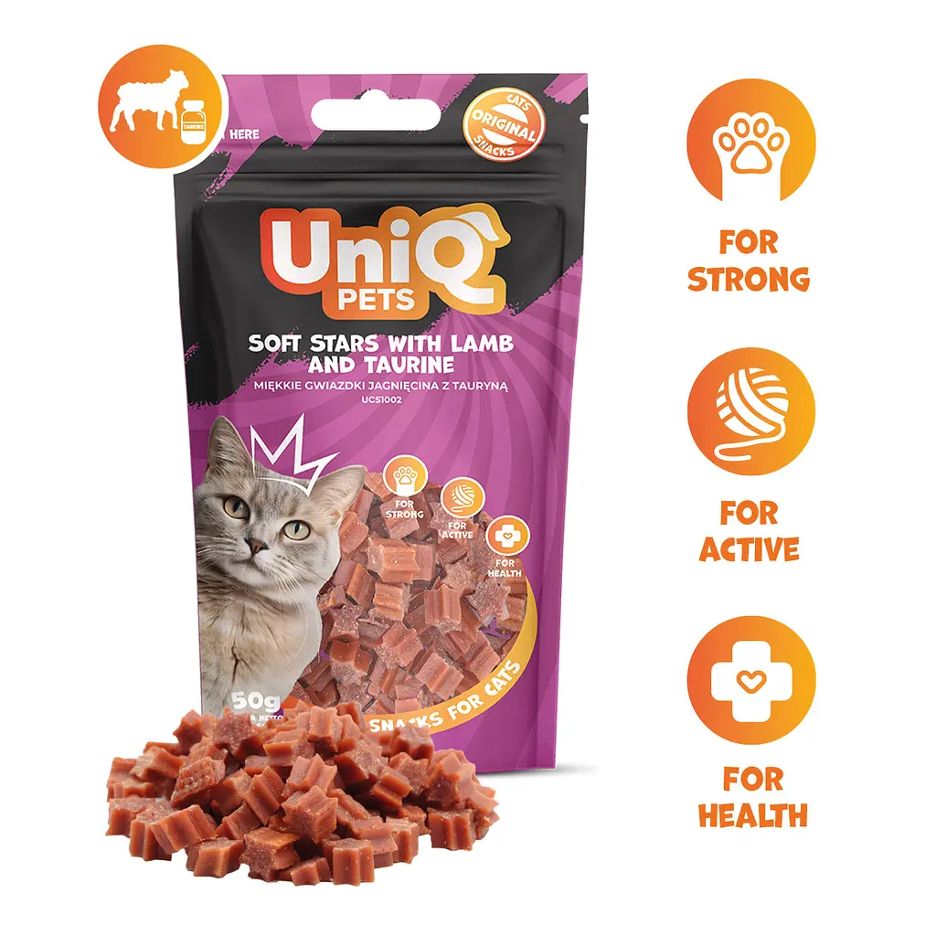 Ласощі для котів Uniq PETS CAT SNACKS MIMI м'які зірочки з ягнятиною та таурином, 50 г - фото 2