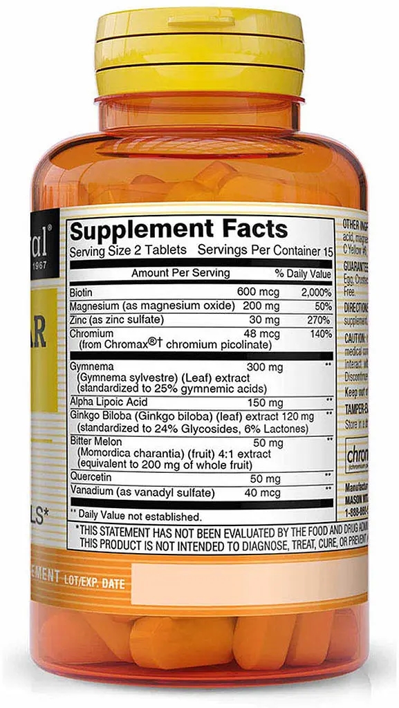 Натуральная добавка Mason Natural Blood Sugar Balance, 30 таблеток - фото 2