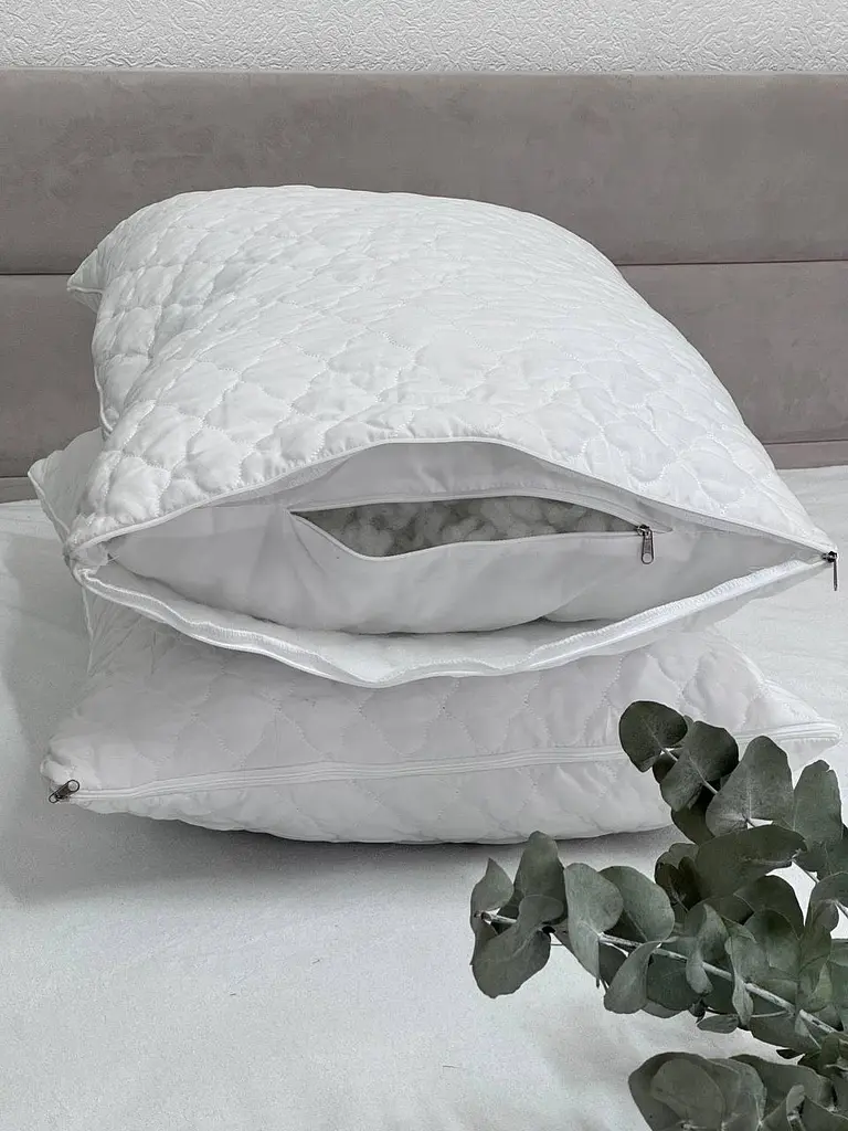 Подушка Ecotton 50х70 см подвійна з чохлом на блискавці із мікрофібри біла White (Novita) (23983) - фото 2