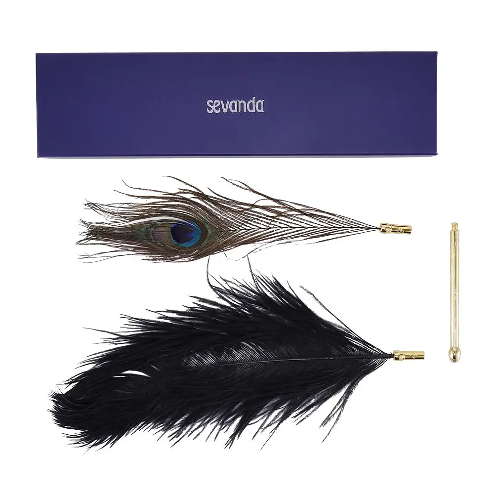 Лоскітка LOCKINK SEVANDA Natural Peacock Flirting Feather Tickler, пір’я павича та страуса - фото 7