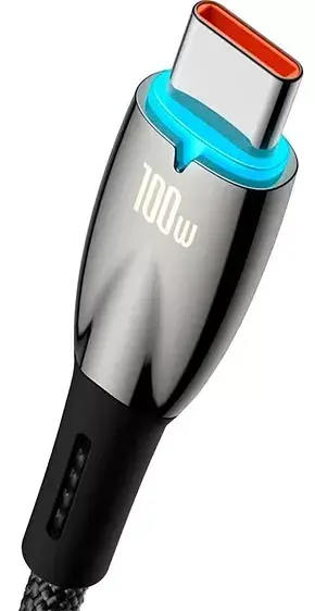 Кабель Baseus Glimmer Series Fast Charging Cable USB to Type-C 100W 2m CADH000501 Black - фото 2