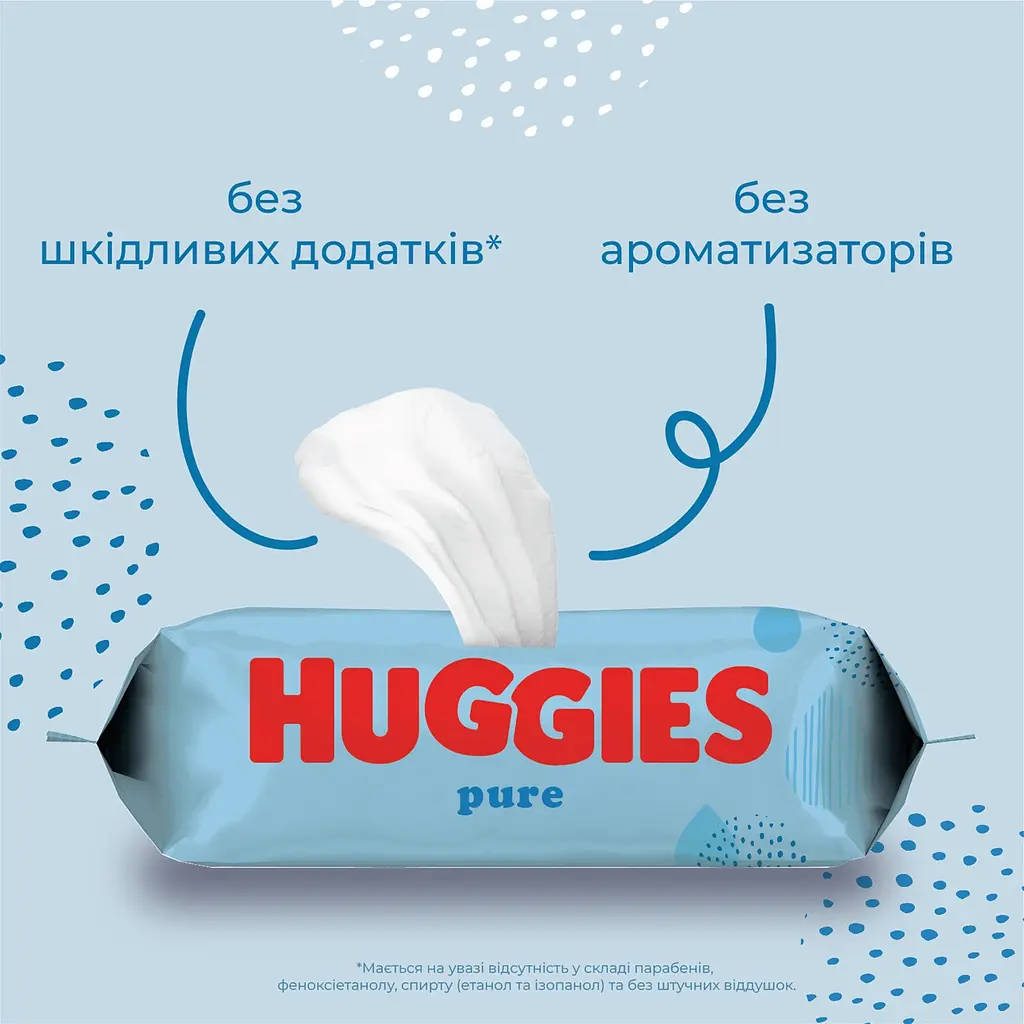 Уцінка. Вологі серветки Huggies Pure 224 шт. (4 x 56 шт.) - фото 6