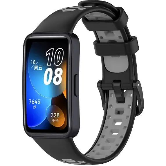 Ремінець DK для Huawei Band 8 / 9 Silicone Sport Band Nike (016452) (black / grey) - фото 2