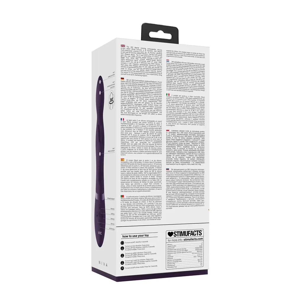 Вибратор-кролик Vive Niva 20 см (фиолетовый) - фото 11