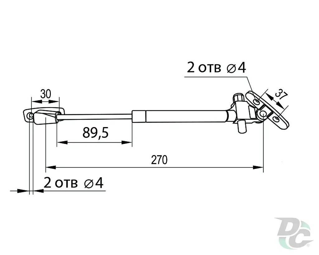Амортизатор газовий для ДСП 80N з відбійником сірий - фото 2